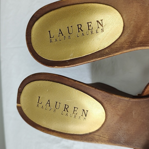 Lauren Ralph Lauren Chain Wooden Wedge Sandals Platforms - Picture 5 of 9